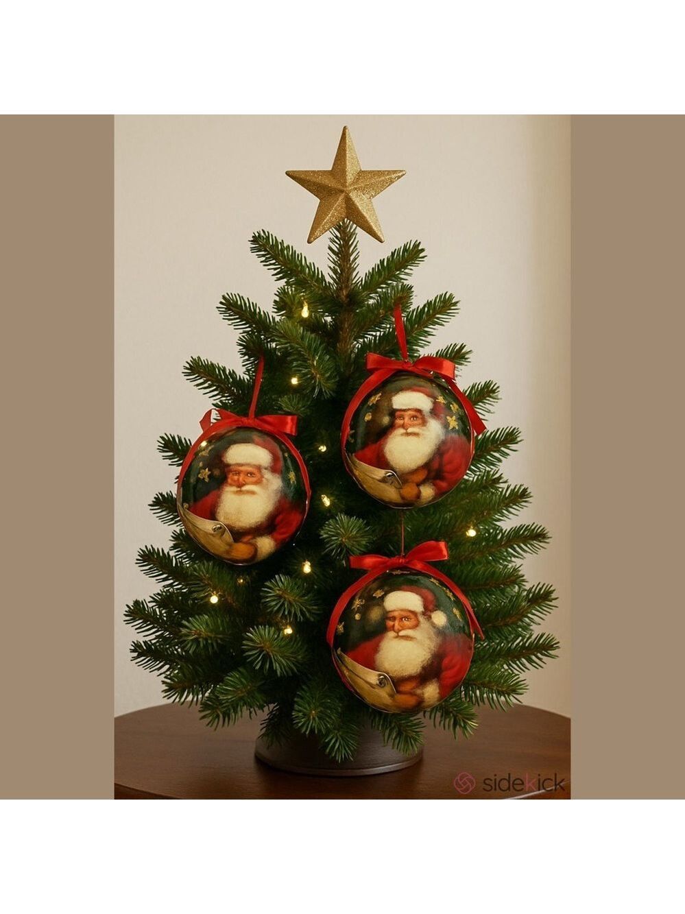 Christmas Holiday Set of 3 large Santa tree
Ornaments. New